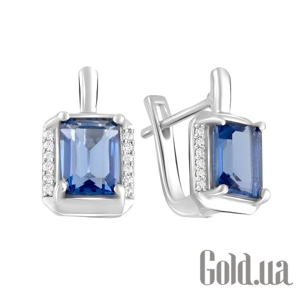 

Серьги Fresh Jewelry, Серебряные серьги с куб. циркониями и синт. танзанитами