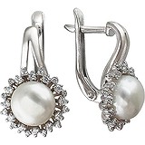 Срібні сережки з прісн. перлами і куб. цирконіями, 1531960