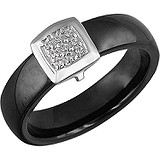 Женское серебряное кольцо с керамикой и куб. циркониями, 1613880