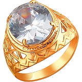 Женское серебряное кольцо с горным хрусталем в позолоте, 1636920