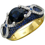 Женское золотое кольцо с бриллиантами и сапфирами, 1639736