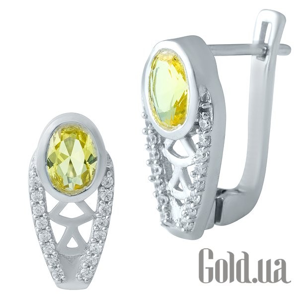 

Серьги Fresh Jewelry, Серебряные серьги с синт. цитринами и куб. циркониями