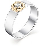 Женское серебряное кольцо с бриллиантами в позолоте, 1673528