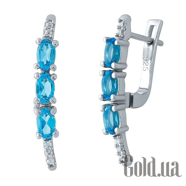 

Серьги Fresh Jewelry, Серебряные серьги с синт. аквамаринами и куб. циркониями