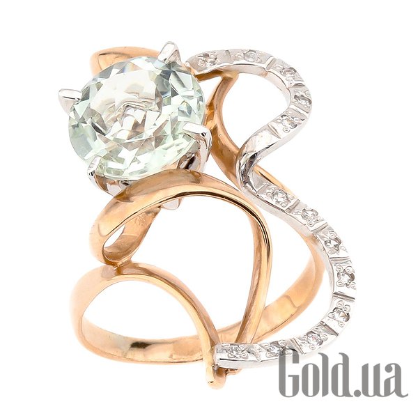 

Кольцо Украина, Женское золотое кольцо с кварцем и куб. циркониями, 16