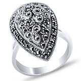 Silver Wings Женское серебряное кольцо с марказитами, 1617465