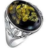 Женское серебряное кольцо с янтарем, 1618489