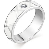 Серебряное обручальное кольцо с куб. цирконием и эмалью, 1646393