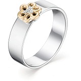 Женское серебряное кольцо с бриллиантами в позолоте, 1673529