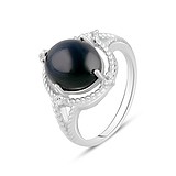 Женское серебряное кольцо с сапфиром и топазами