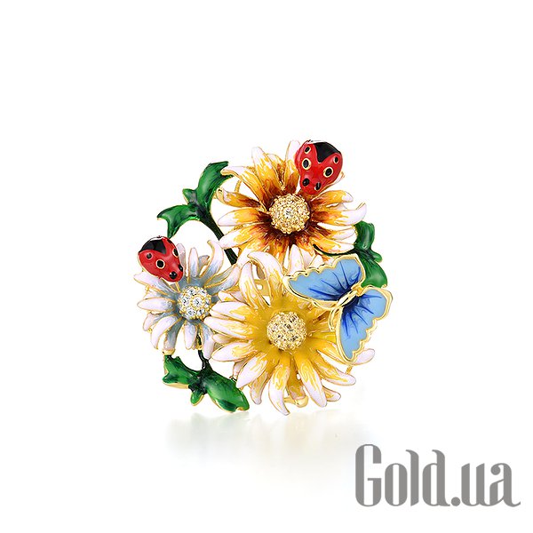 

Женские кольца Lurie Jewelry, Женское серебряное кольцо с куб. циркониями и эмалью в позолоте, 17.5