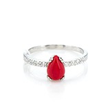 Женское серебряное кольцо с кораллом и куб. циркониями, 1357370