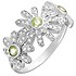 Женское серебряное кольцо с хризолитами и куб. циркониями - фото 1