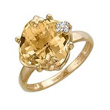 Женское золотое кольцо с куб. циркониями и кварцем, 1617978