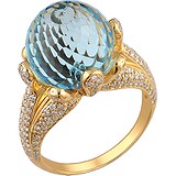 Женское золотое кольцо с бриллиантами и топазом, 1666874