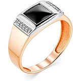 Женское золотое кольцо с ониксом и бриллиантами, 1667642