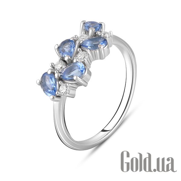 

Женские кольца Fresh Jewelry, Женское серебряное кольцо с куб. циркониями и синт. танзанитами, 18