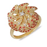 Женское золотое кольцо с бриллиантами и сапфирами, 041274