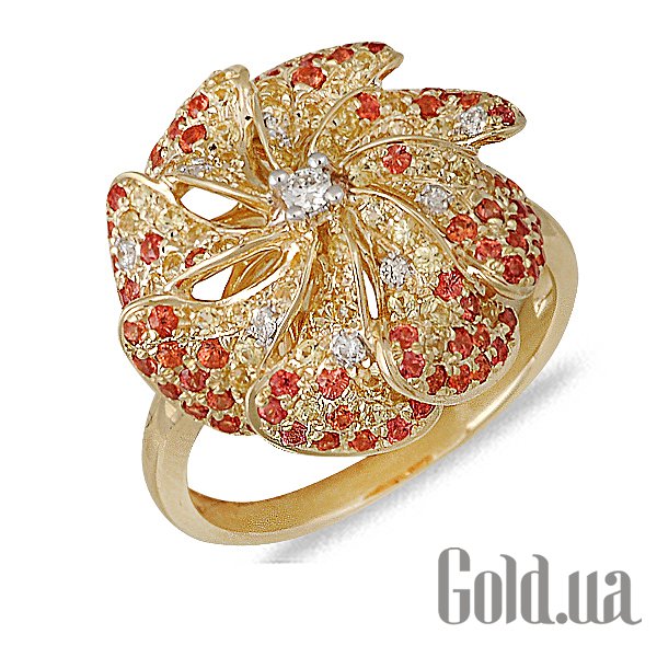 Купить Женское золотое кольцо с бриллиантами и сапфирами