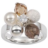 Fossil Женское серебряное кольцо с куб. цирконием и кварцом, 049978