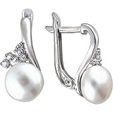 Срібні сережки з прісн. перлами і куб. цирконіями, 1531963