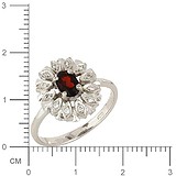 Женское серебряное кольцо с гранатом и куб. циркониями, 1534523
