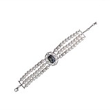 Жіночий Срібний браслет з культив. перлами, кристалом Swarovski і куб. цирконіями, 1556283