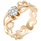 Золотое кольцо с бриллиантом, 1604411