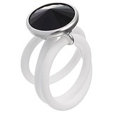 Женское серебряное кольцо с каучуком и ювелирным стеклом, 1612603