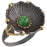 Женское серебряное кольцо с малахитом в позолоте, 1620283