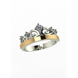 Женское серебряное кольцо с куб. циркониями и вставкой из золота, 1646139