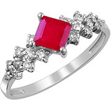 Женское золотое кольцо с бриллиантами и рубином, 1666619