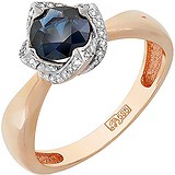 Женское золотое кольцо с бриллиантами и сапфиром, 1674299