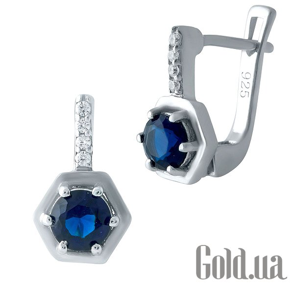 

Серьги Fresh Jewelry, Серебряные серьги с синт. сапфирами и куб. циркониями