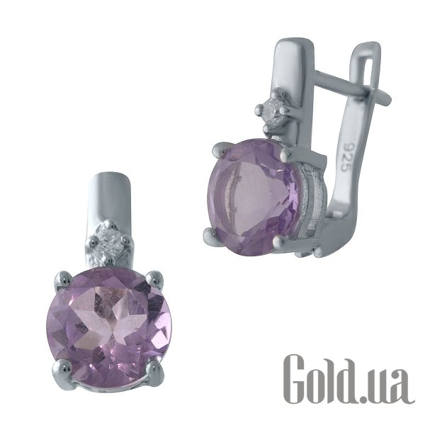 

Серьги Fresh Jewelry, Серебряные серьги с аметистами и куб. циркониями