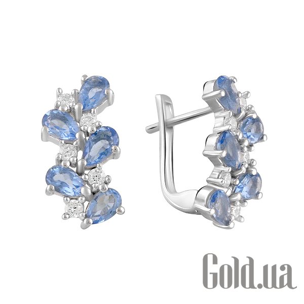 

Серьги Fresh Jewelry, Серебряные серьги с куб. циркониями и синт. танзанитами