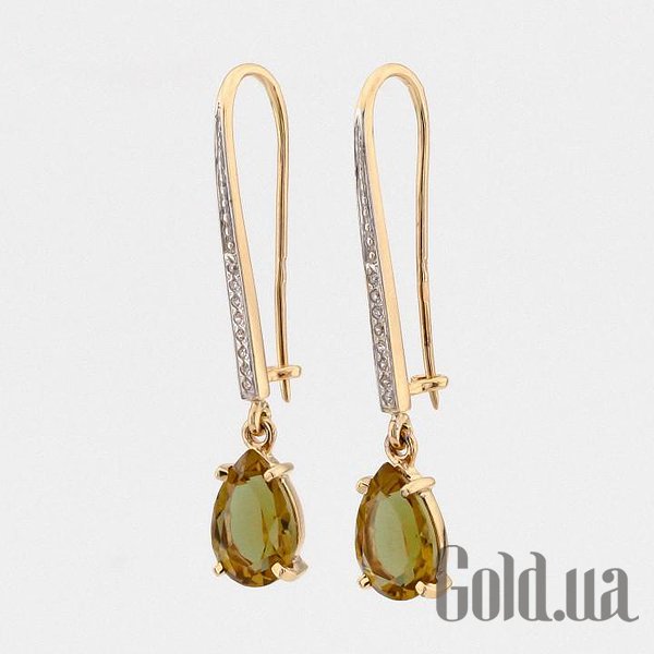 

Серьги с подвесками УкрСув, Золотые серьги с султанитами и куб. циркониями