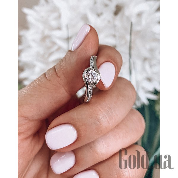 Каблучка Lurie Jewelry Срібне каблучка з куб. цирконіями, 15.5