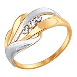 SOKOLOV Женское золотое кольцо с куб. циркониями, 1512508