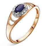 Женское золотое кольцо с сапфиром и бриллиантами, 1554236