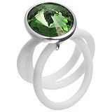 Женское серебряное кольцо с каучуком и ювелирным стеклом, 1612604