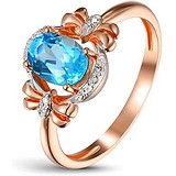 Женское золотое кольцо с бриллиантами и топазом, 1639740