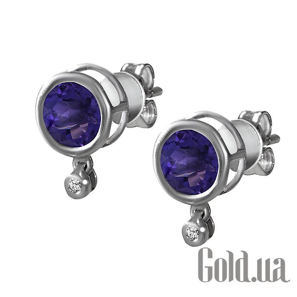 

Серьги-гвоздики Lurie Jewelry, Золотые серьги с бриллиантами и аметистами
