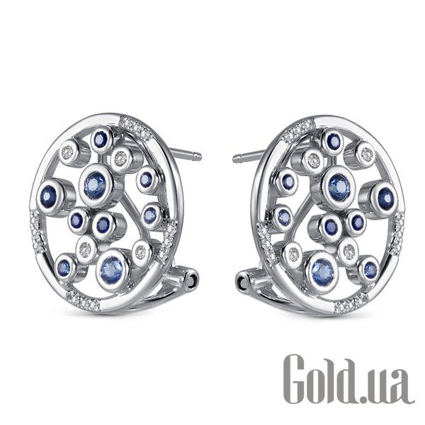

Серьги Lurie Jewelry, Золотые серьги с бриллиантами и сапфирами