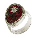 Женское золотое кольцо с бриллиантами и рубинами, 808764