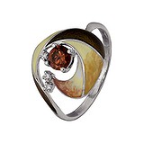 Женское серебряное кольцо с куб. циркониями и эмалью, 1516349