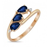 Женское золотое кольцо с бриллиантами и сапфирами, 1603645