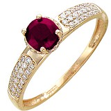 Женское золотое кольцо с бриллиантами и рубином, 1637693