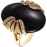 Женское золотое кольцо с бриллиантами и ониксом, 1654845