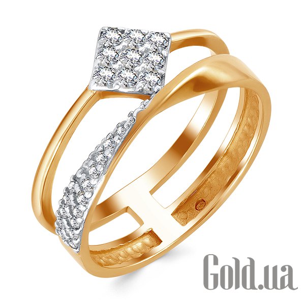 

Кольцо Украина, Женское золотое кольцо с куб. циркониями, 16